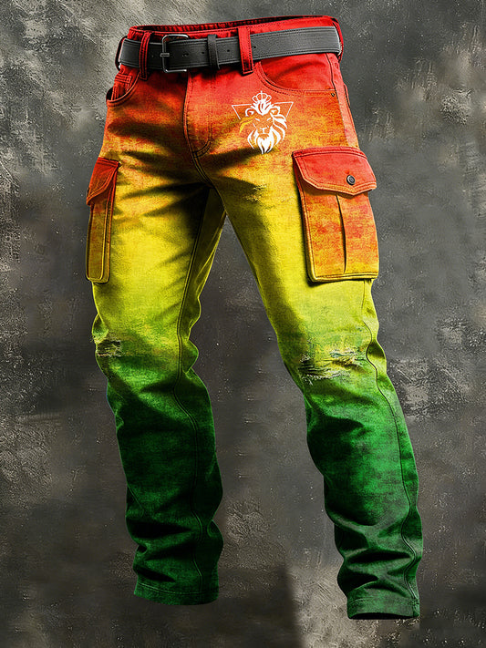 Men's Reggae Print Retro Art Casual Workwear Trousers