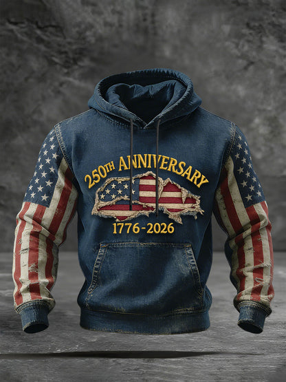Men's 250th Anniversary Printed Casual Hoodie