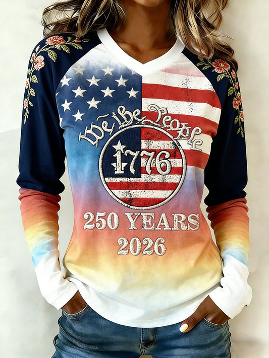 Women's We the People 250 Years V-Neck T-Shirts