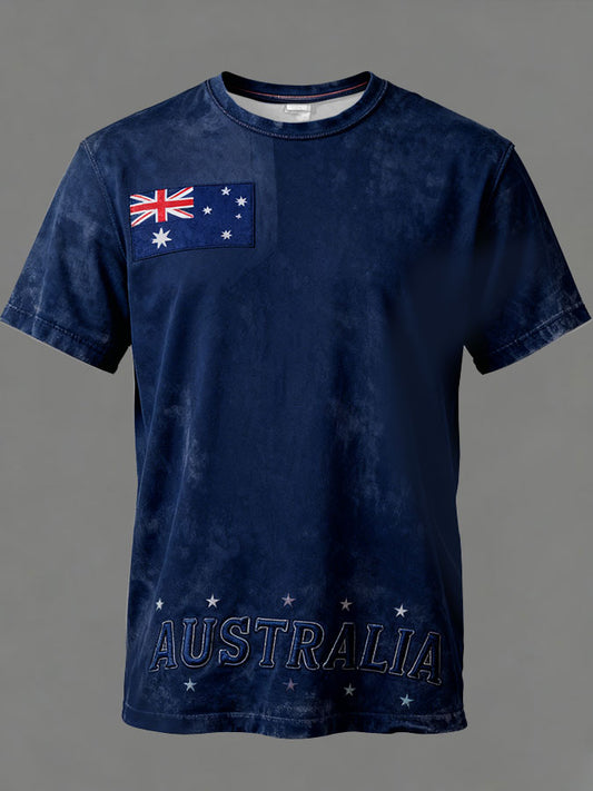 Men's Aussie Proud AU Flag Art Printed T-shirt