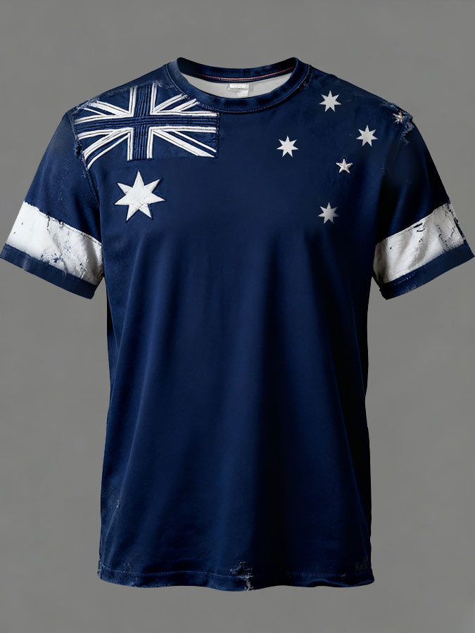 Men's Aussie Proud AU Flag Art Printed T-shirt