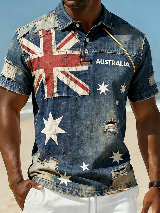 Men's Vintage Australian Holiday Smart Casual Polo Shirt