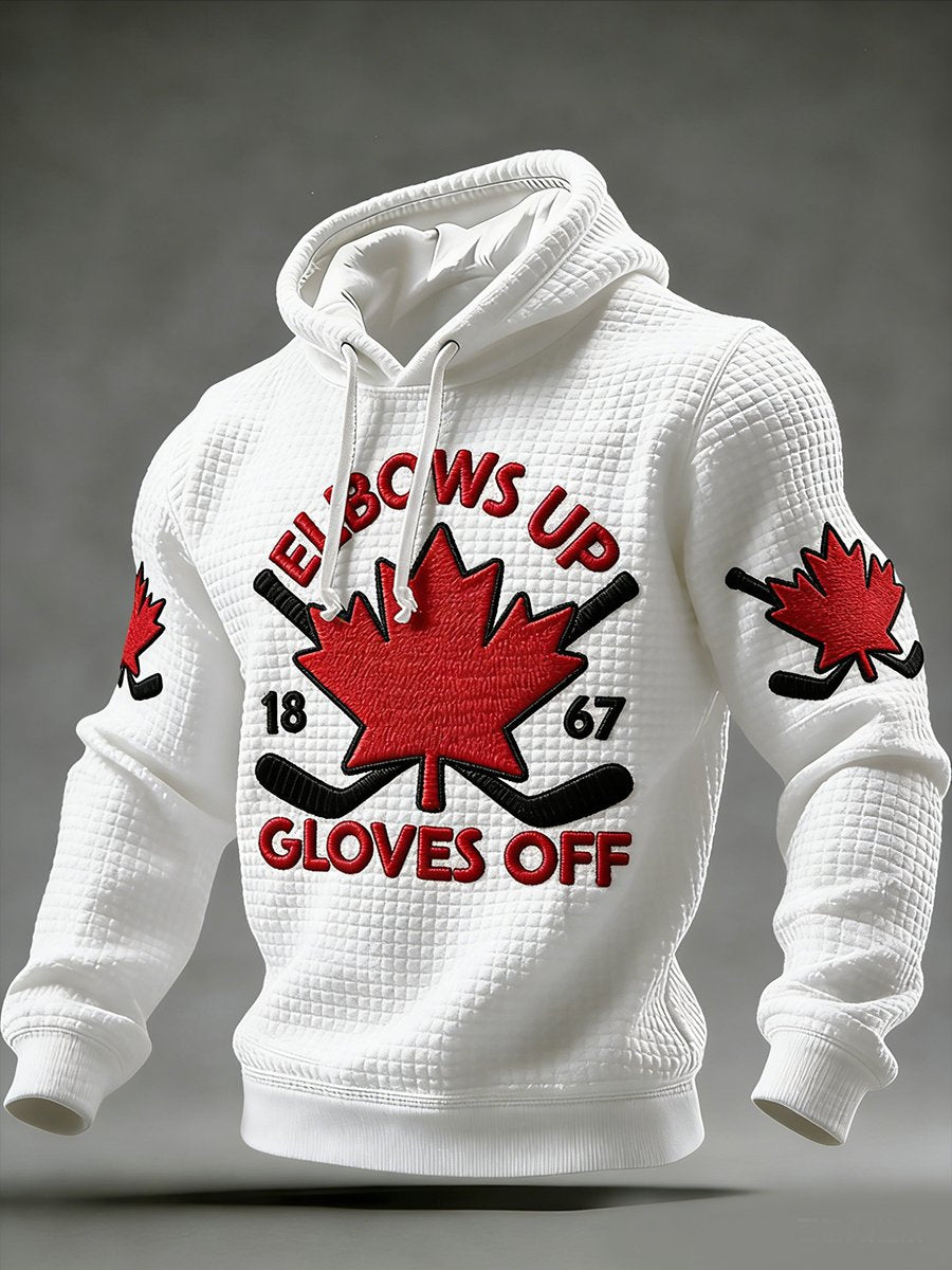 Men's Vintage Canada Hockey Printed Casual Hoodie