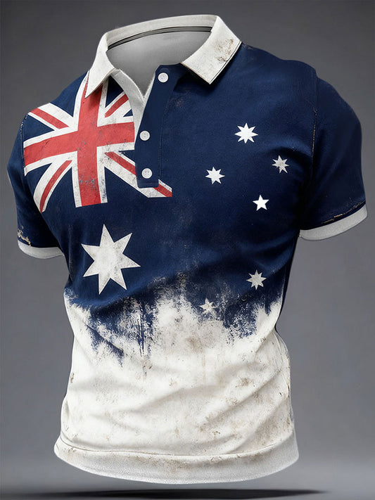 Men's Aussie Proud AU Flag Art Printed Casual Tops
