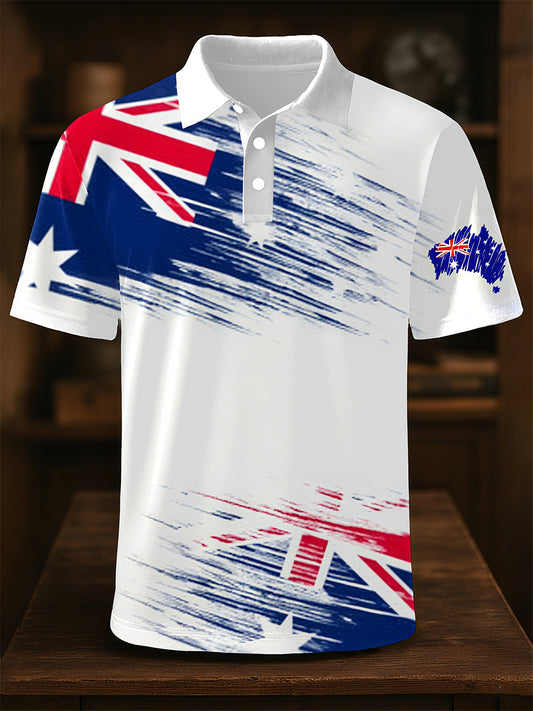 Men's Australian Flag Print Casual Short Sleeve Top