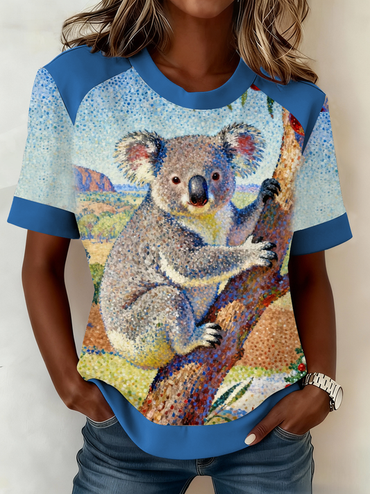 Women's AU Christmas Koala Art Printed T-shirt