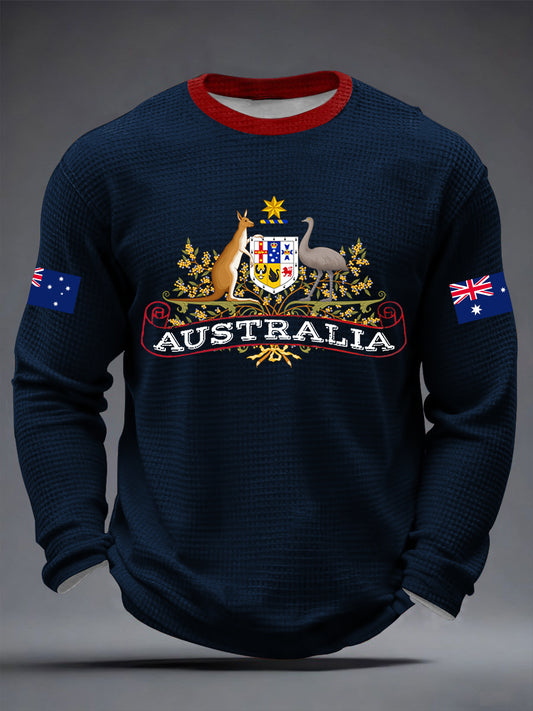 Men's Australia Printed Waffle Long Sleeve T-Shirt