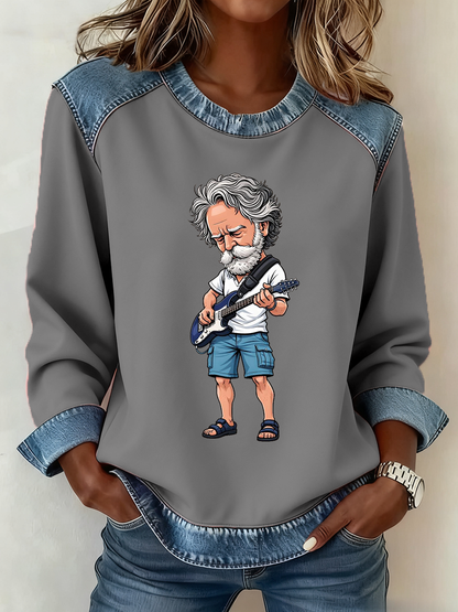 Women's RIP Bob Weir Weir Everywhere Denim Patchwork Top