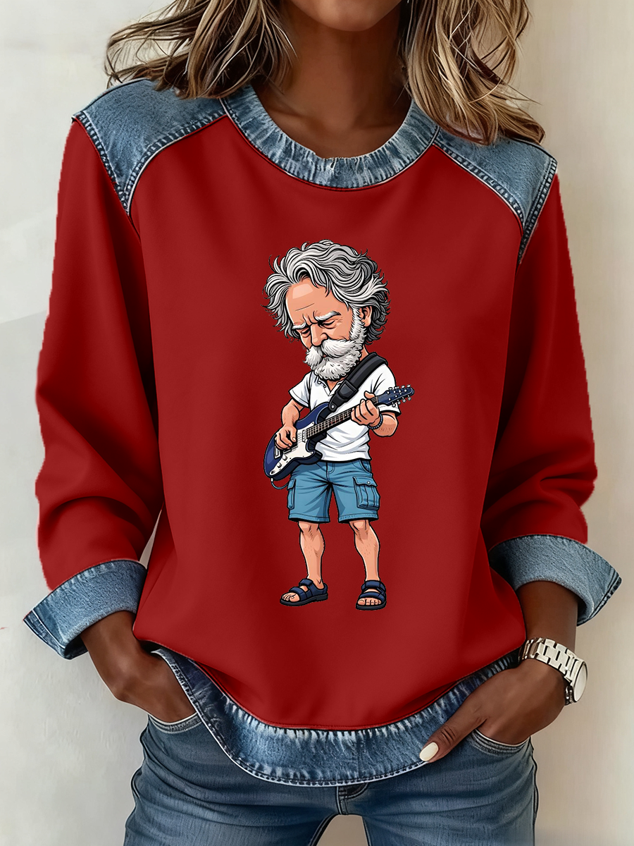 Women's RIP Bob Weir Weir Everywhere Denim Patchwork Top