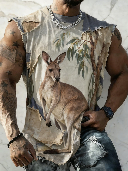 Men's Vintage Australian Flag Print Casual Vest