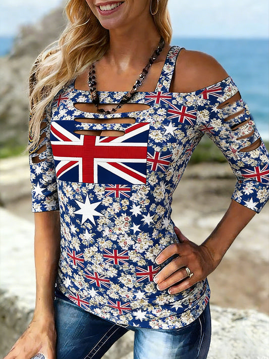 Women's Cute Animal Print Denim Patchwork Comfortable Top