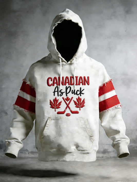 Retro Canadian Hockey Commemorative Casual Hoodie