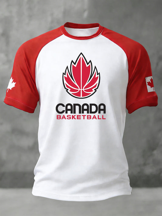 Retro Canadian Basketball Patchwork Casual Jersey