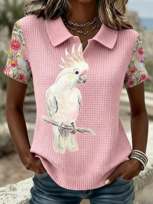 Women's Vintage Happy Australia Day Flag Badge Casual Print Short-Sleeve Polo Shirt