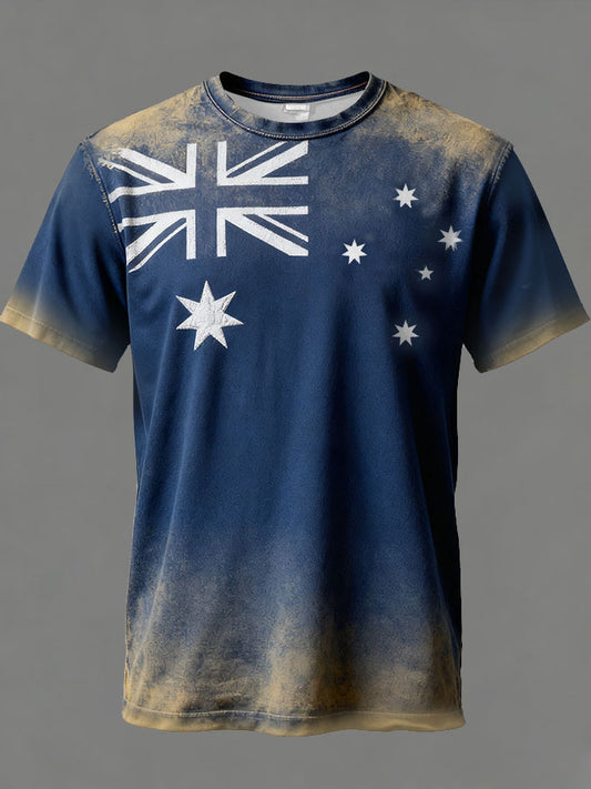 Men's Aussie Proud AU Flag Art Printed T-shirt