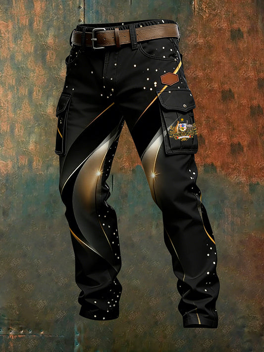 Men's Vintage Australian Flag Art Print Business Casual Work Pants