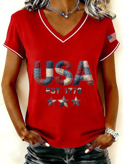 Women's USA 1776 V-Neck T-Shirts
