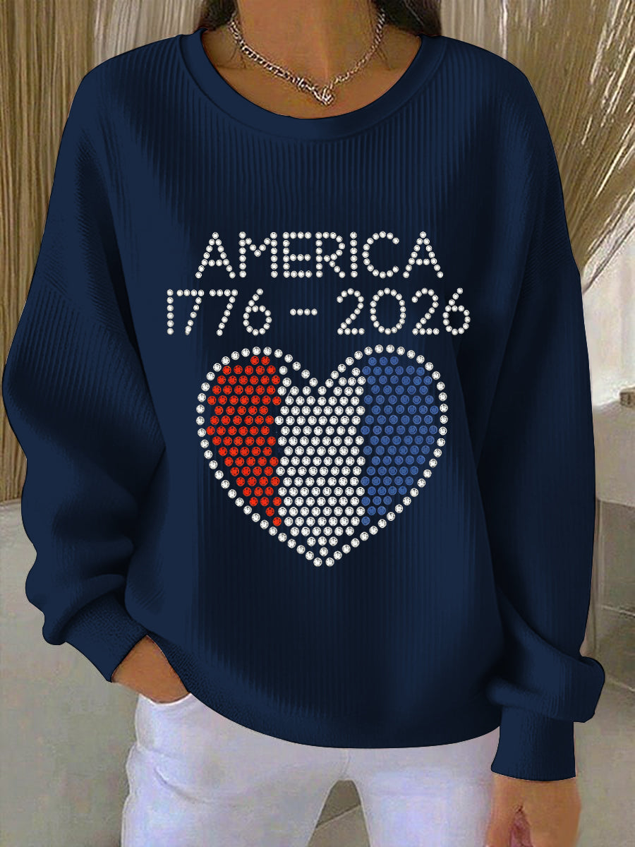 Women's America 1776-2026 Rhinestone Pattern Sweatshirt