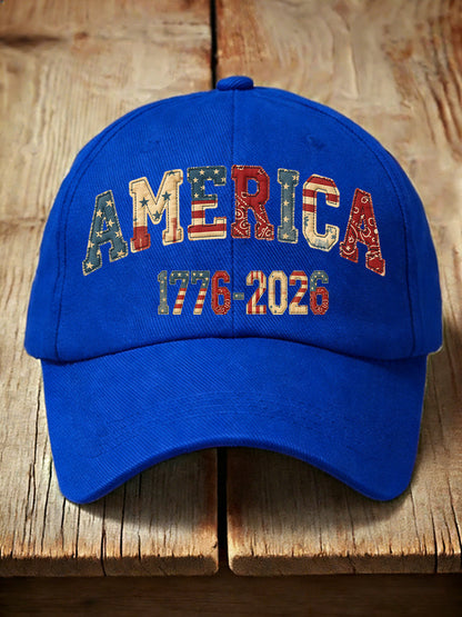 Unisex America 1776-2026 Patchwork Pattern Hat