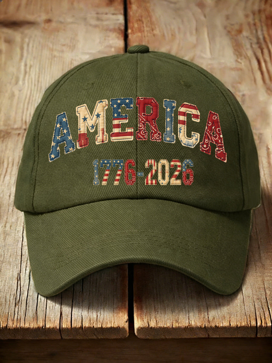 Unisex America 1776-2026 Patchwork Pattern Hat
