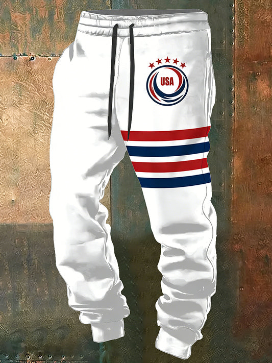 Men's USA Printed Drawstring Sports Pants