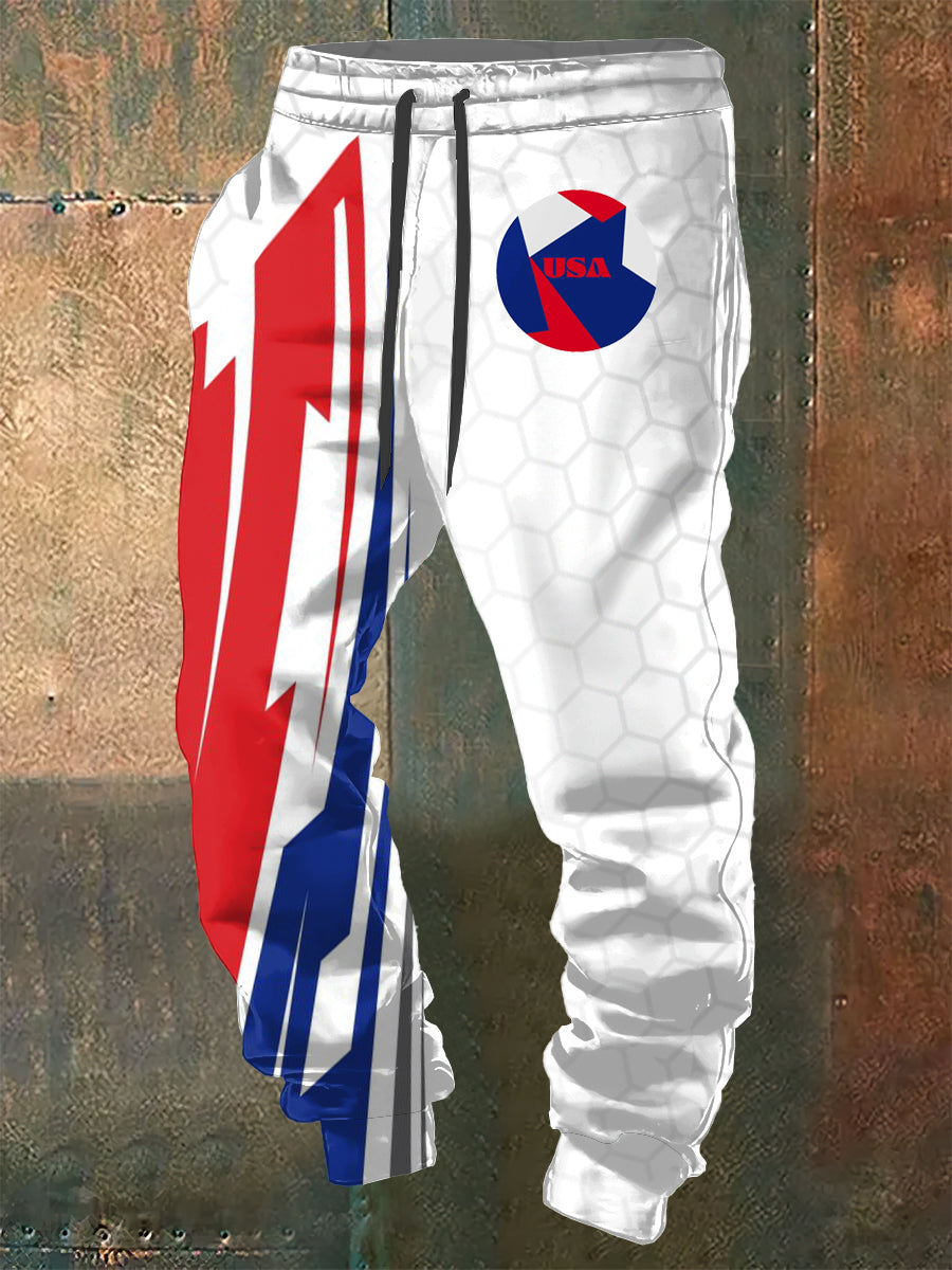 Men's USA Printed Drawstring Sports Pants
