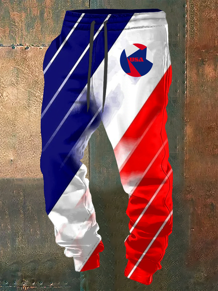 Men's USA Printed Drawstring Sports Pants