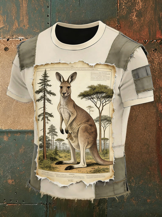 Men's Vintage Australian Kangaroo Art Casual Comfortable Short Sleeve T-Shirt