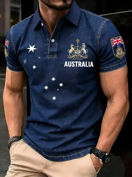 Men's Vintage Australian Holiday Casual Comfortable Short Sleeve Polo Shirt