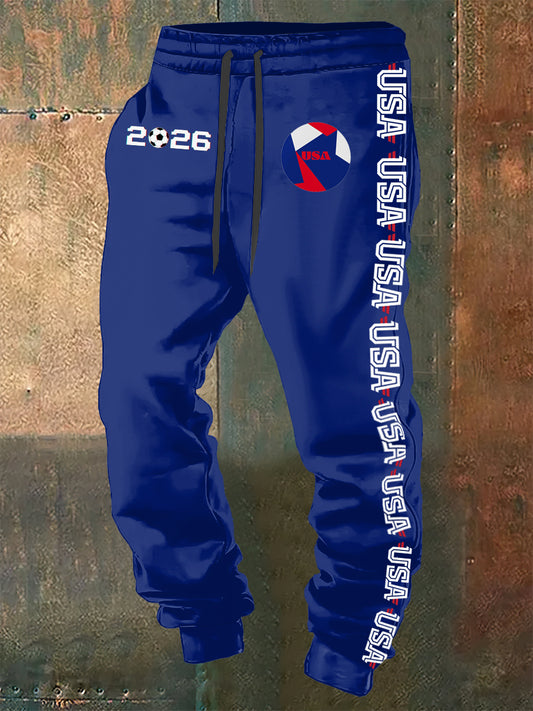 Men's USA Printed Drawstring Sports Pants