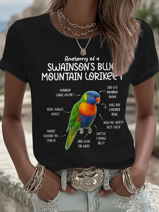 Women's Rainbow Lorikeet Art Printed T-shirt