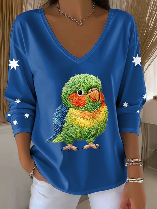 Women's Rainbow Lorikeet Art Printed Tops