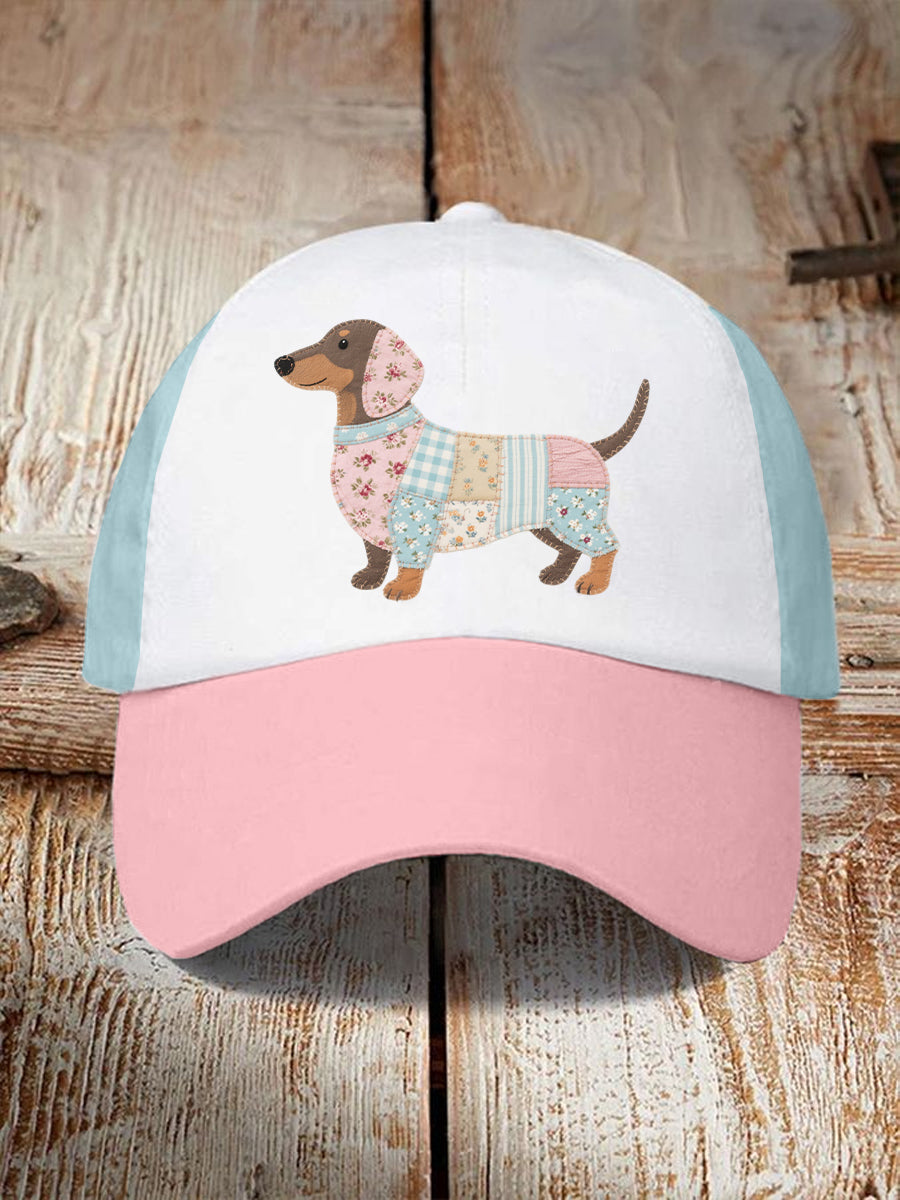 Unisex Patchwork Art Dachshund Pattern Hat