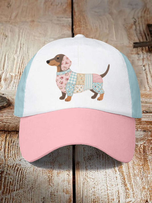 Unisex Patchwork Art Dachshund Pattern Hat