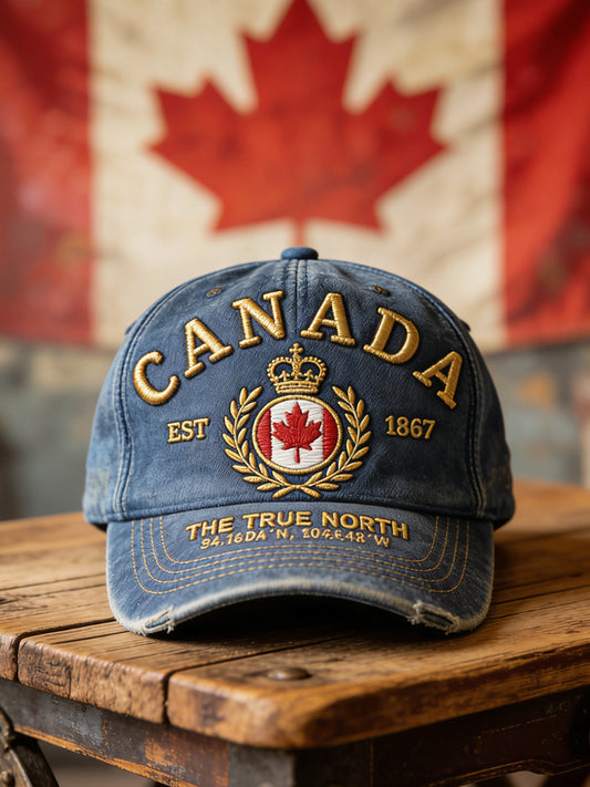 Vintage Canadian Hockey Distressed Casual Baseball Cap