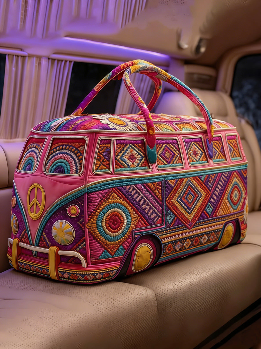 Hippie Art Vacation Style Quilted Handheld Travel Bag