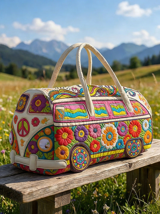 Hippie Art Vacation Style Quilted Handheld Travel Bag