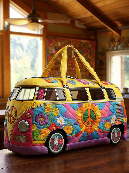 Hippie Art Vacation Style Quilted Handheld Travel Bag