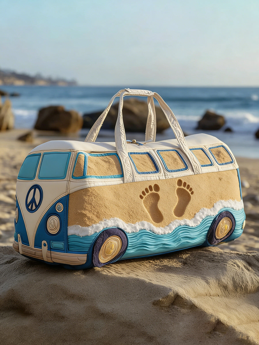 Hippie Art Beach Vacation Style Quilted Handheld Travel Bag