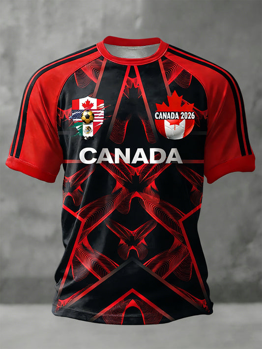 Retro Canada 2026 Soccer Fan Art Casual T-Shirt