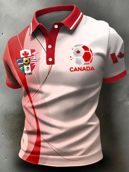 Retro Canada 2026 Soccer Championship Art Casual Polo Shirt