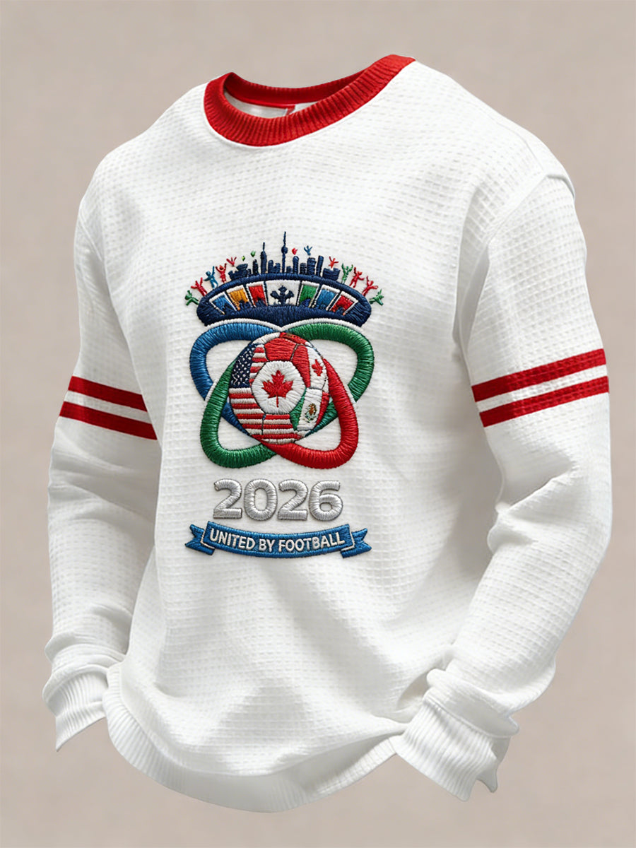 Retro Canada 2026 Soccer Fan Casual Waffle-Weave T-Shirt