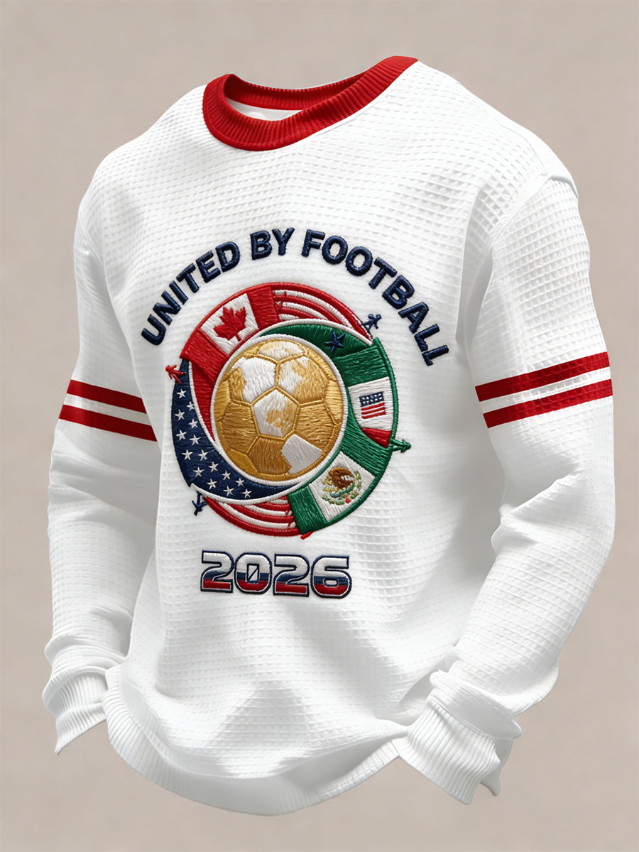 Retro Canada 2026 Soccer Championship Casual Waffle-Weave T-Shirt