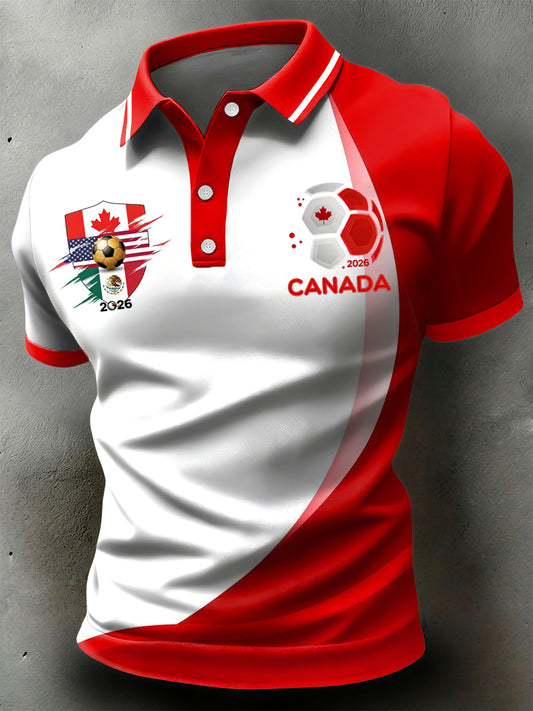 Retro Canada 2026 Soccer Championship Art Casual Polo Shirt