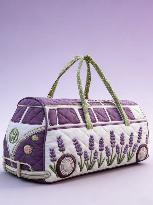 Lavender Hippie Car Print Quilted Hand-Held Travel Bag