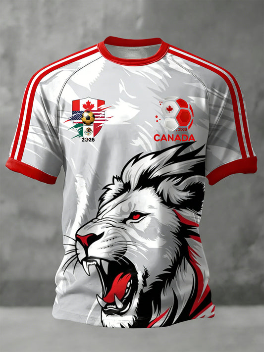 Retro Canada 2026 Soccer Championship Lion Casual T-Shirt
