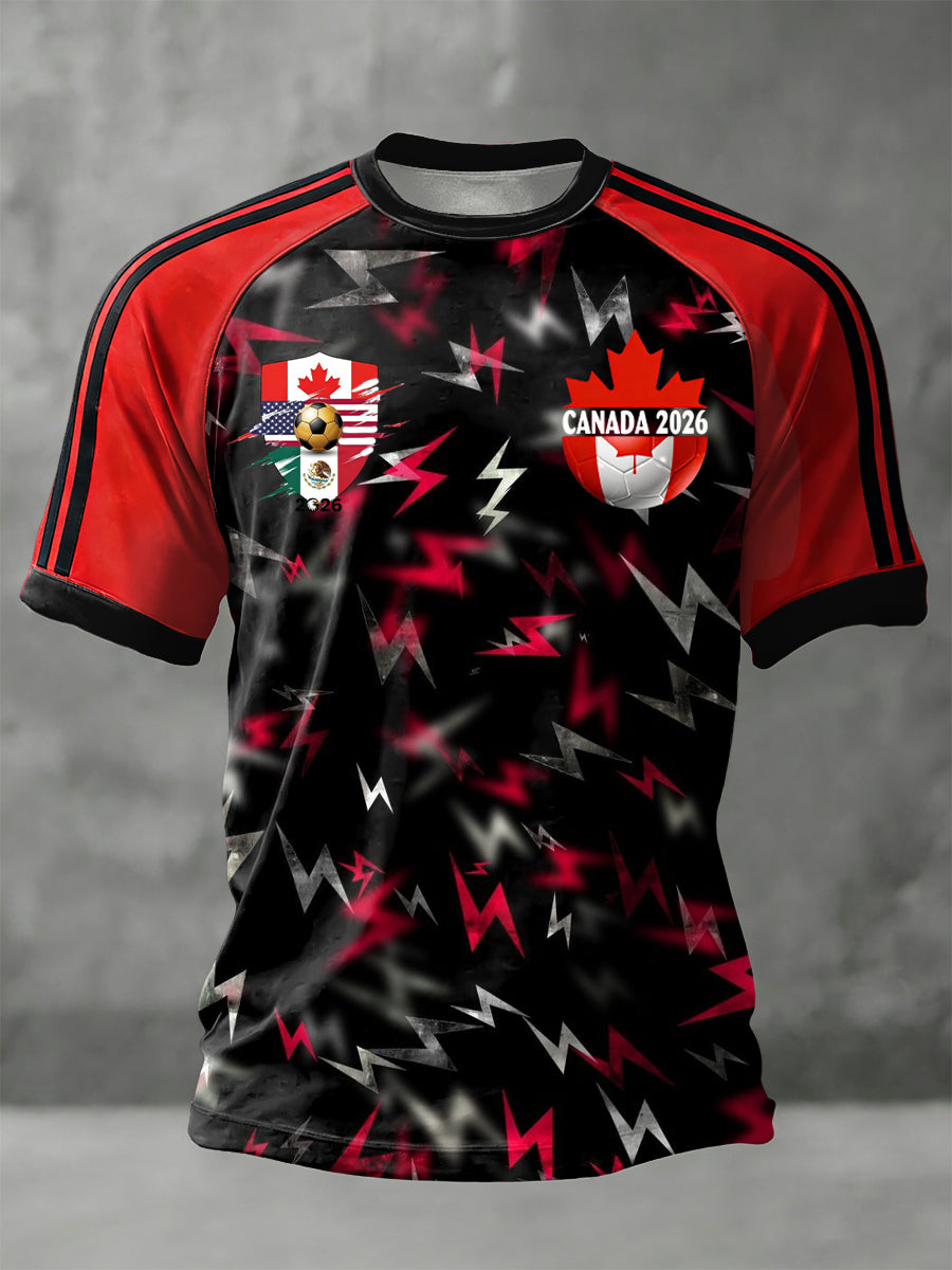 Retro Canada 2026 Soccer Casual Patchwork T-Shirt