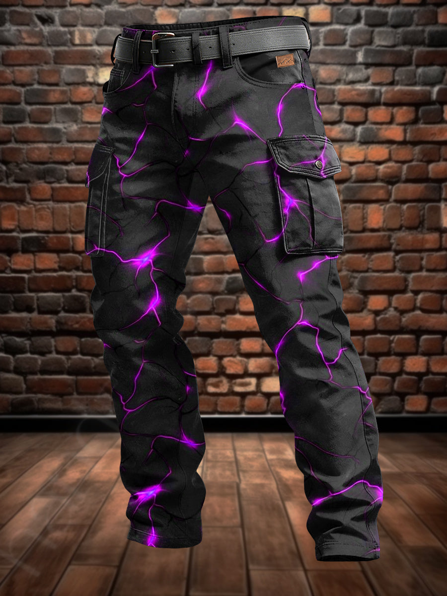 Men's Retro Vacation Business Art Print Casual Workwear Trousers