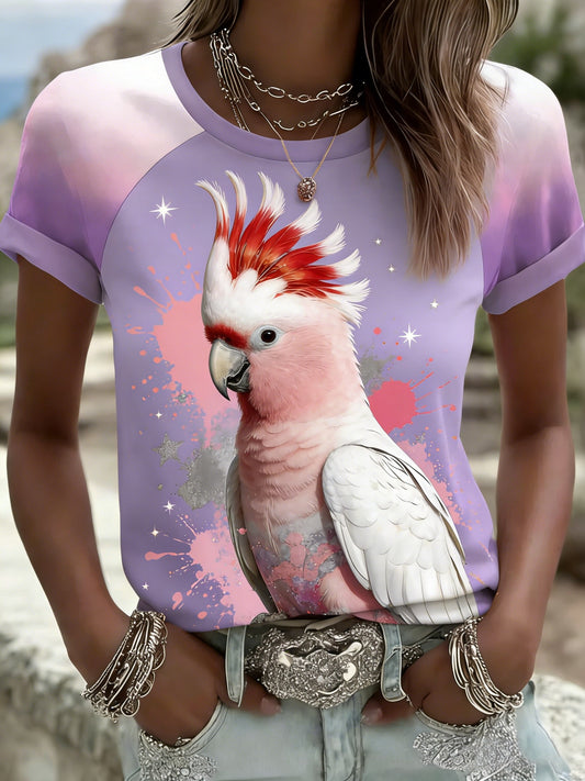 Women's Vintage Aussie Cute Pink Cockatoo Casual Comfortable T-Shirt