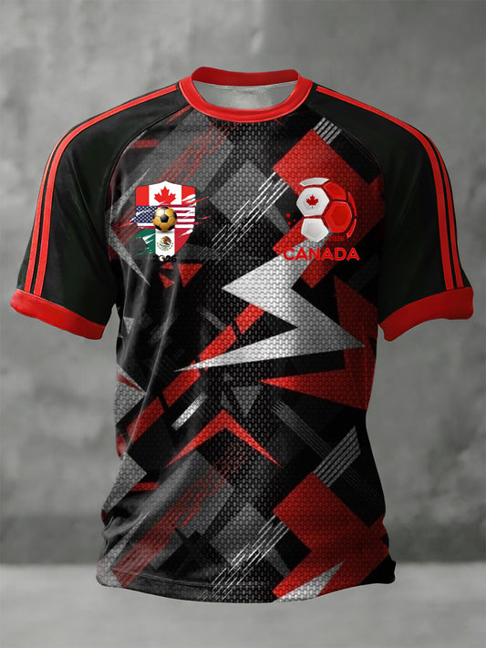 Retro Canada 2026 Soccer Championship Geometric Casual T-Shirt